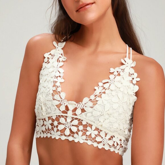 Intimately Free People • Miss Dazie Ivory White Floral Crochet Lace Bralette • S - Picture 1 of 13